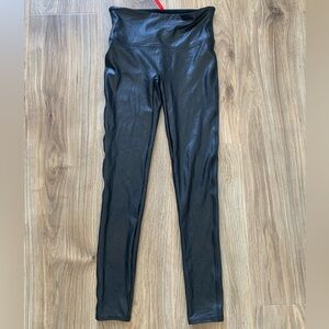 Spanx Faux Leather Leggings Women’s Medium M Black 27” Moto Tight